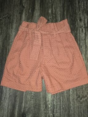 A New Day Coral Eyelet Paperbag Waist Shorts Sz 0